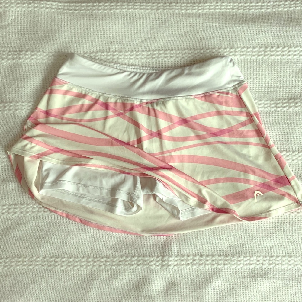 HEAD white with pink tennis workout skirt